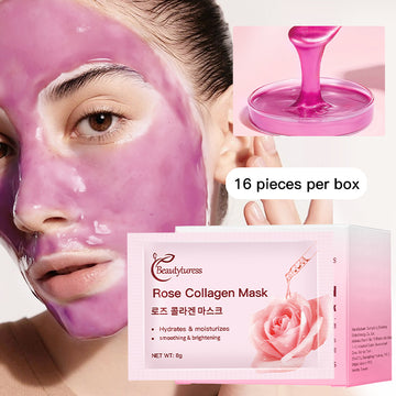 Beautyturess Rose Collagen Face Mask - Intense Hydration & Anti-Wrinkle Treatment for All Skin Types