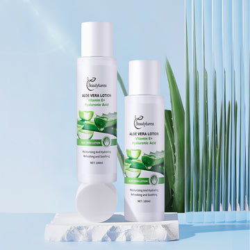 Beautyturess Aloe Vera Moisturising Lotion | Soothing & Hydrating Face Moisturiser for Sensitive & Dry Skin | 100% Natural