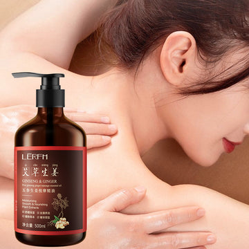 Premium Five Ginseng & Ginger Massage Oil by LĒRFM - 500ml Professional Grade for Muscle Tension, Joint stiffness & Improved Circulation, Natural Formula