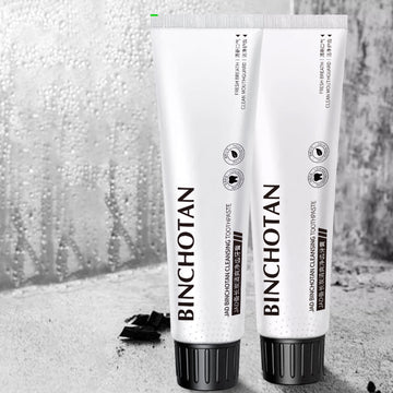 JAD Black Toothpaste Twin Pack with Natural Binchotan Charcoal - Teeth Whitening & Stain Removal - Fresh Mint - 2x100g: