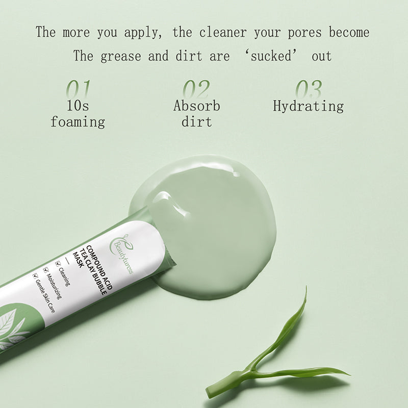 Beautyturess Multi-Acid & Tea Clay Bubble Mask - Purifying & Exfoliating Treatment for Oily & Combination Skin