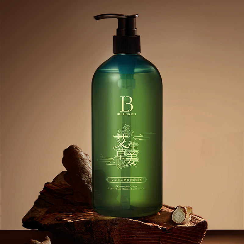 Premium Mugwort Ginger Massage Oil by Beilingmei - 500ml Professional Body Care for Circulation & Relaxation, Vegan Formula