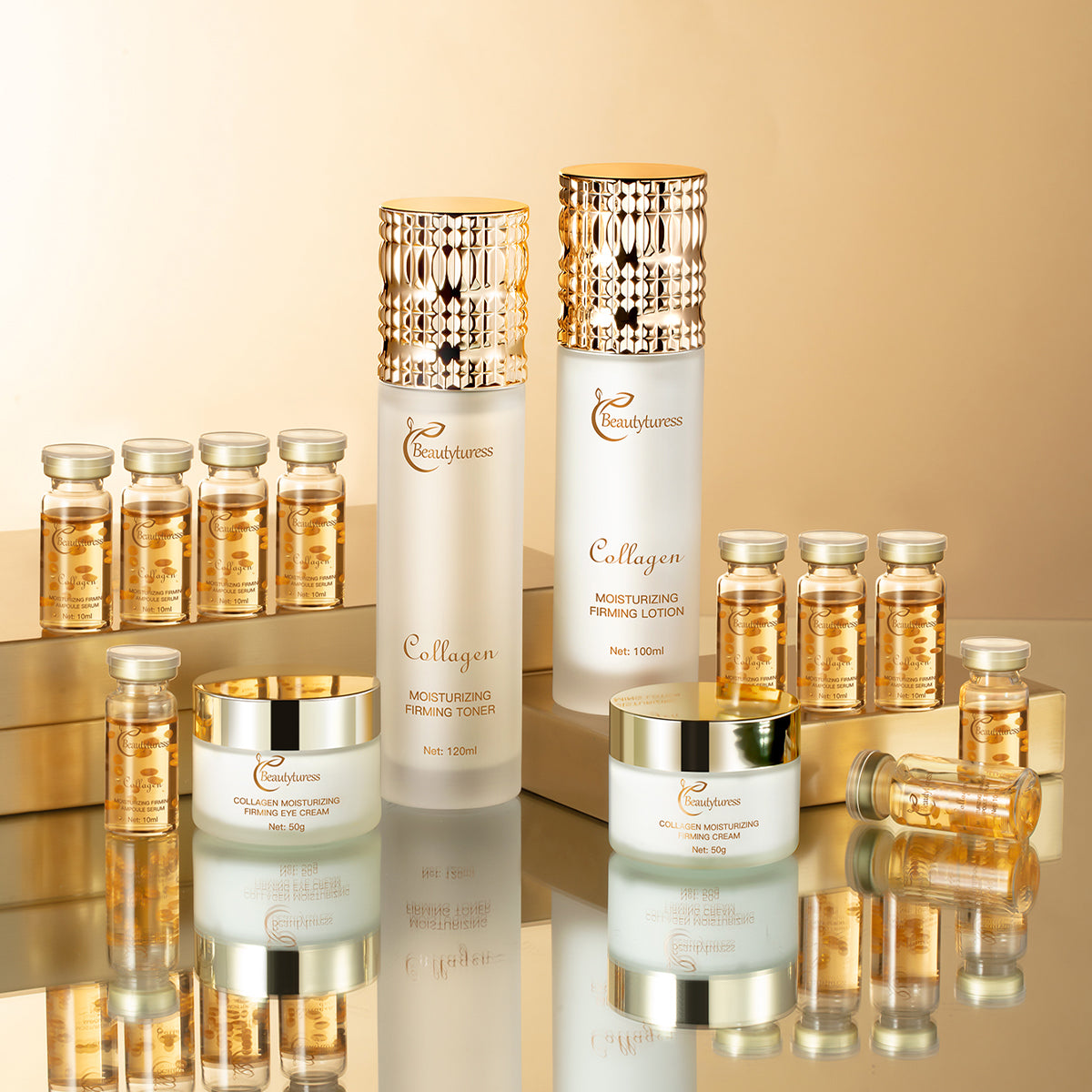 Beautyturess Collagen 14-Piece Skincare Set - Complete Anti-Aging Routine with Hydrating & Firming Products for Mature Skin