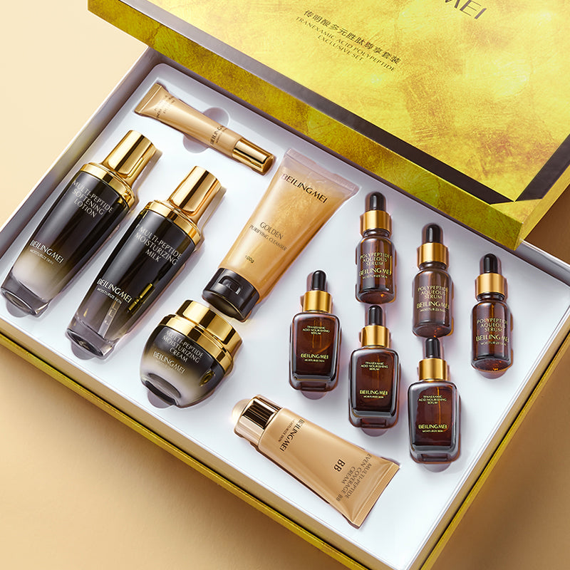 Multi-Peptide & Tranexamic Acid Luxury 12-Piece Skincare Set - Anti-Aging, Brightening, Hydrating Facial Routine for Women - UK Delivery
