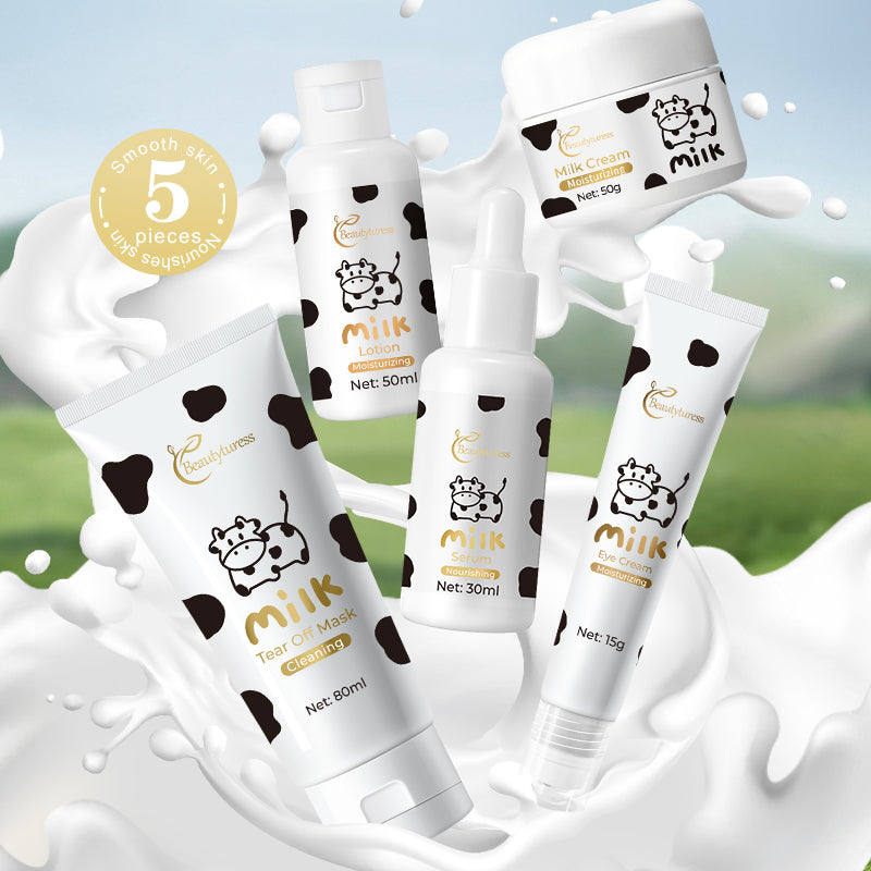 Beautyturess Milk Skincare 5-Piece Set for Dry Skin - Hydrating & Nourishing with Natural Ingredients